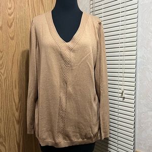 Talbots Tan V neck sweater NWT